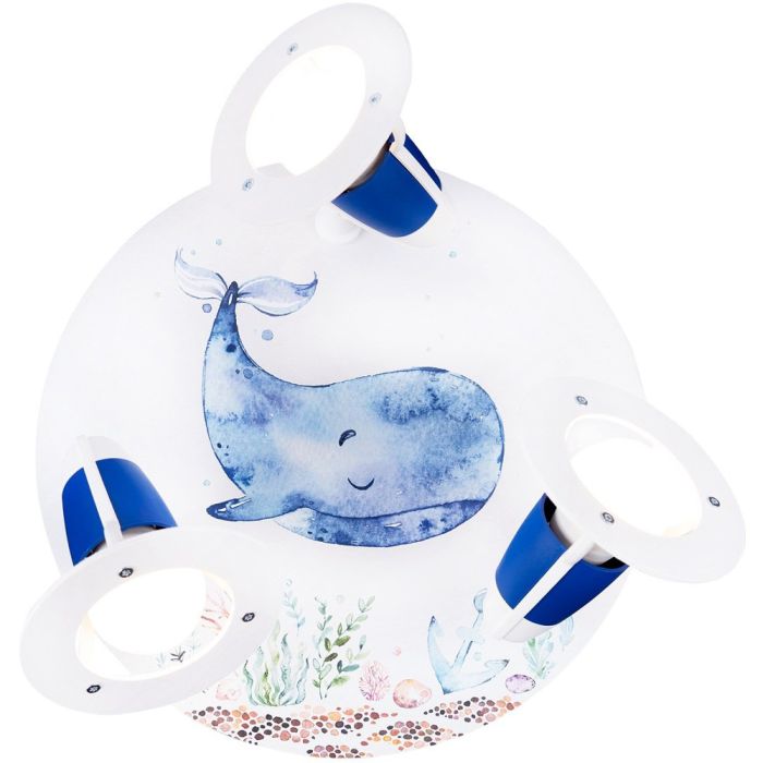 Kinderplafondlamp met blauwe walvis voor de kinderkamer