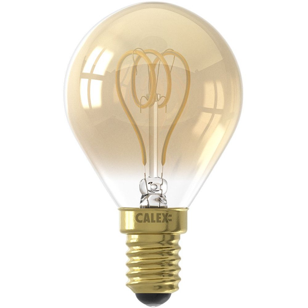 Goudkleurig P45 E14 LED kogellampje met spiraalvormig filament