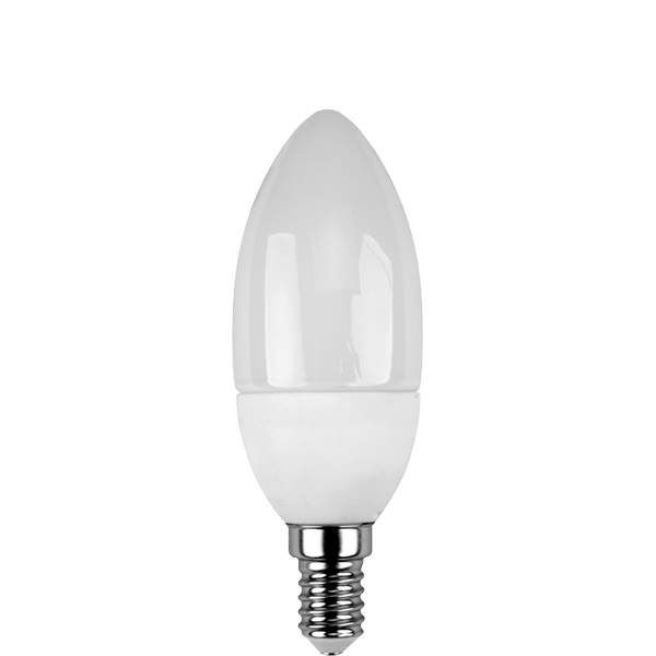 LED kaarslamp in opaal glas met metalen onderzijde en E14 fitting