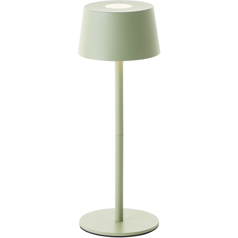 Groen tafellampje met touchdimmer voor buiten op het terras